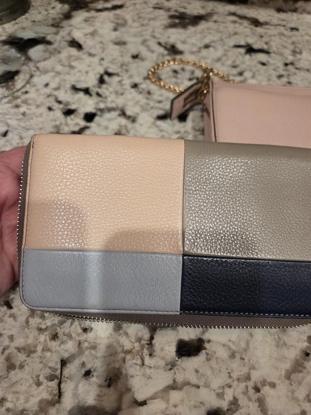 Tory Burch Pink Crossbody Bag Wuth Colorblock Leather Wallet